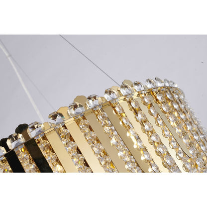 9-Light Gold Stainless Steel Chandelier With Clear Crystal Beads