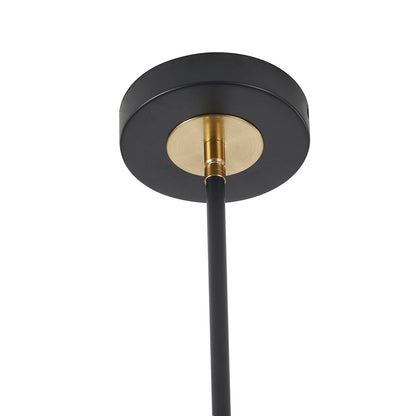 5-Light Matte Black Pendant With Gold Branch Accents