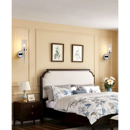 1-Light Chrome Metal Wall Sconce With A Clear Glass Shade
