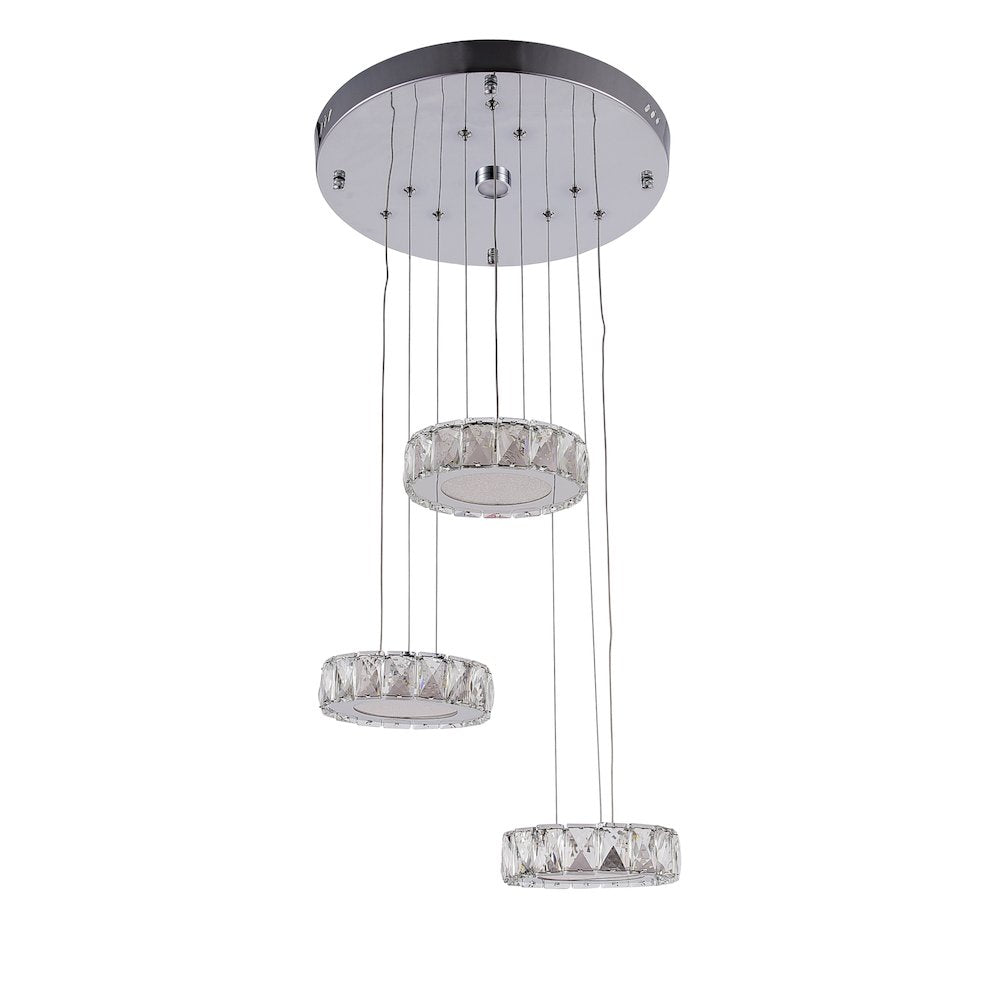 4-Light Chrome LED Chandelier With Clear Crystals