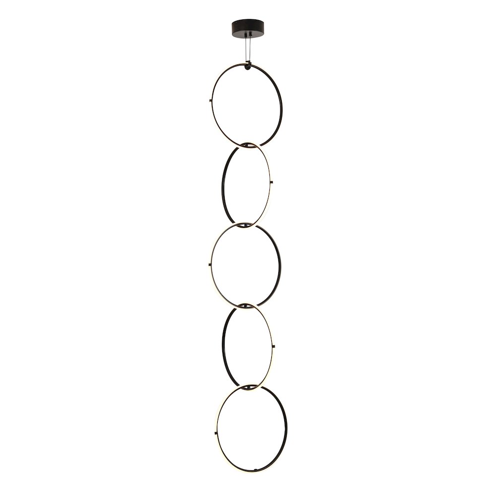 5-Light Black LED Chandelier With White Acrylic Diffuser