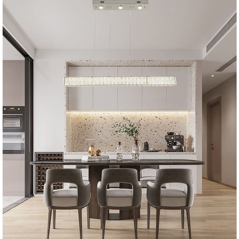 4-Light Chrome LED Chandelier With Clear Crystals