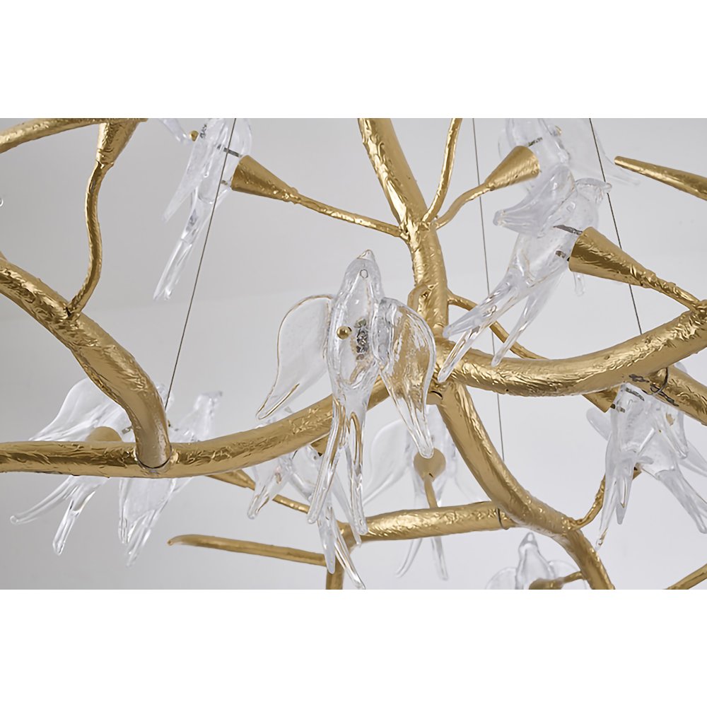 18-Light Gold Aluminum Chandelier With Clear Glass