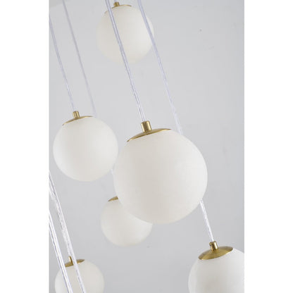 18-Light Brass Stainless Steel Chandelier With Alabaster Pendants