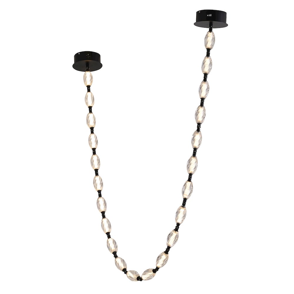 22-Light Black LED Chandelier With Clear Crystal Shades