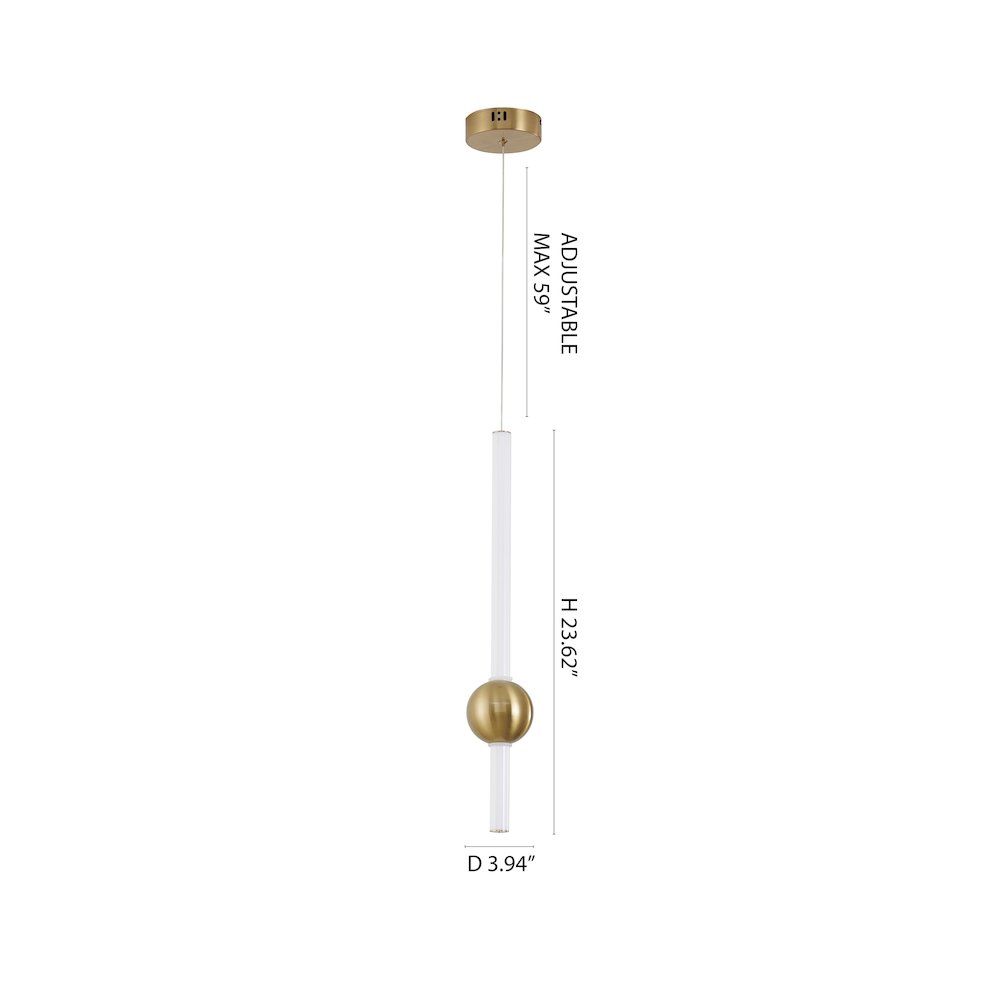 1-Light Gold LED Pendant With A White Glass Shade