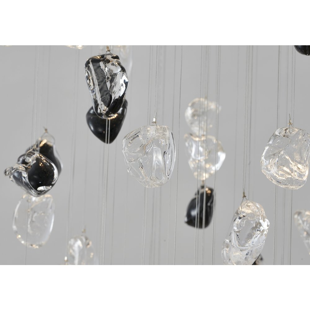 9-Light Chrome Chandelier With Clear And Amber Glass Stones