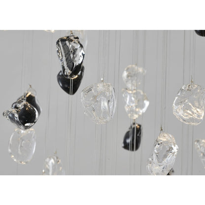 9-Light Chrome Chandelier With Clear And Amber Glass Stones