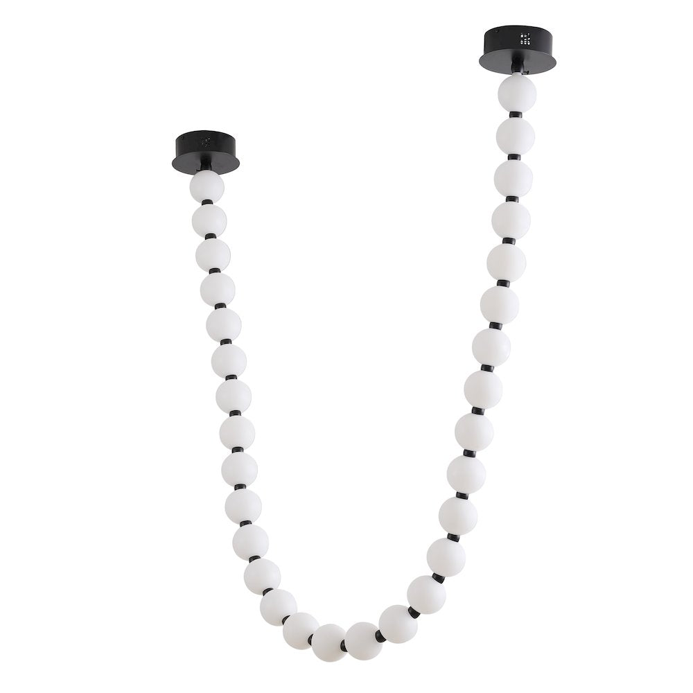 30-Light Black LED Chandelier With White Acrylic Ball Shades