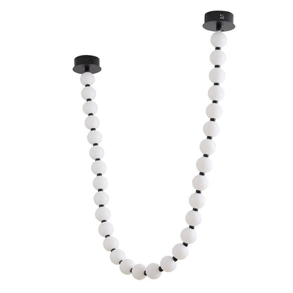 30-Light Black LED Chandelier With White Acrylic Ball Shades