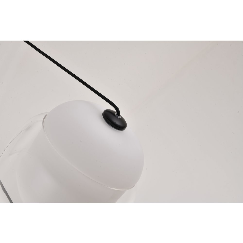 1-Light Black LED Pendant With A Clear And White Glass Shade