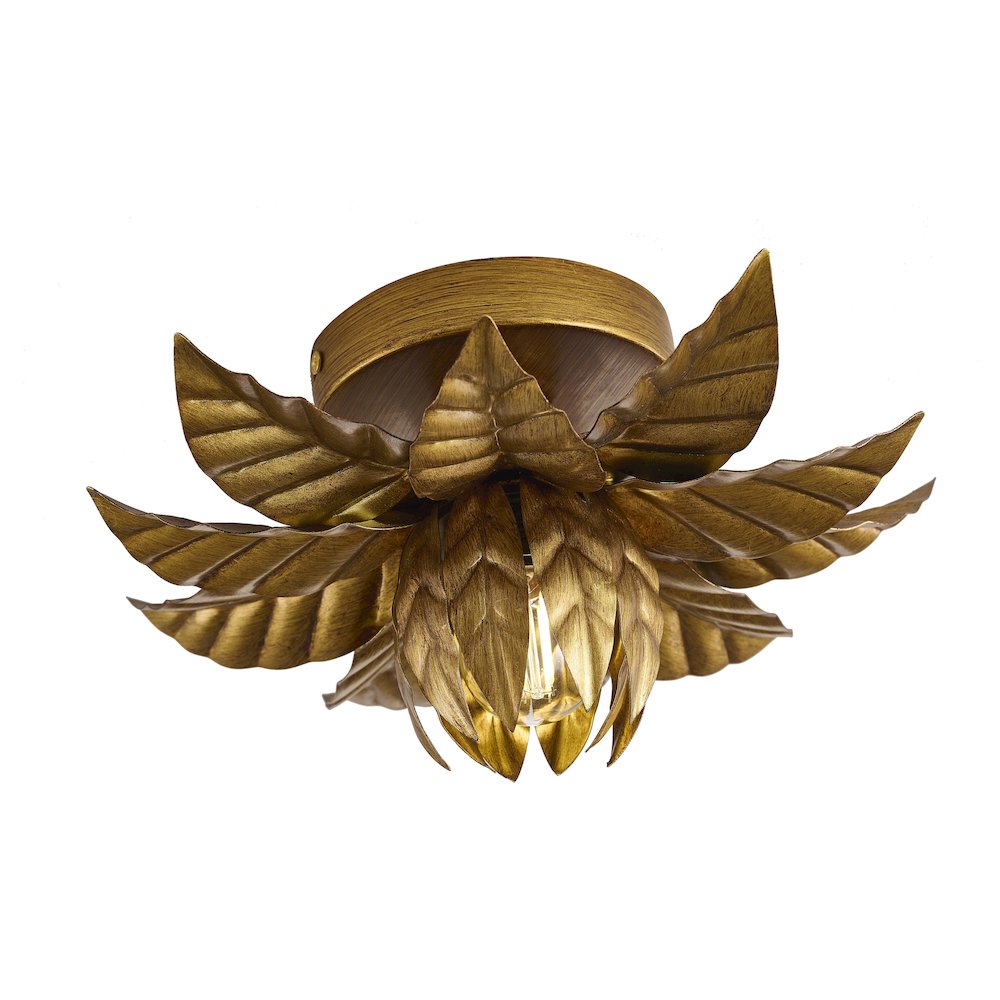 1-Light Metal Flower Flush Mount With Petals Surround