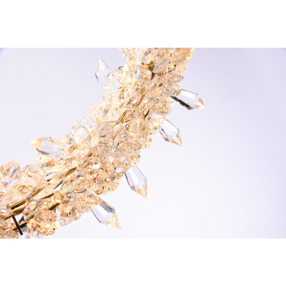1-Light Gold LED Pendant With Clear Crystal Beading