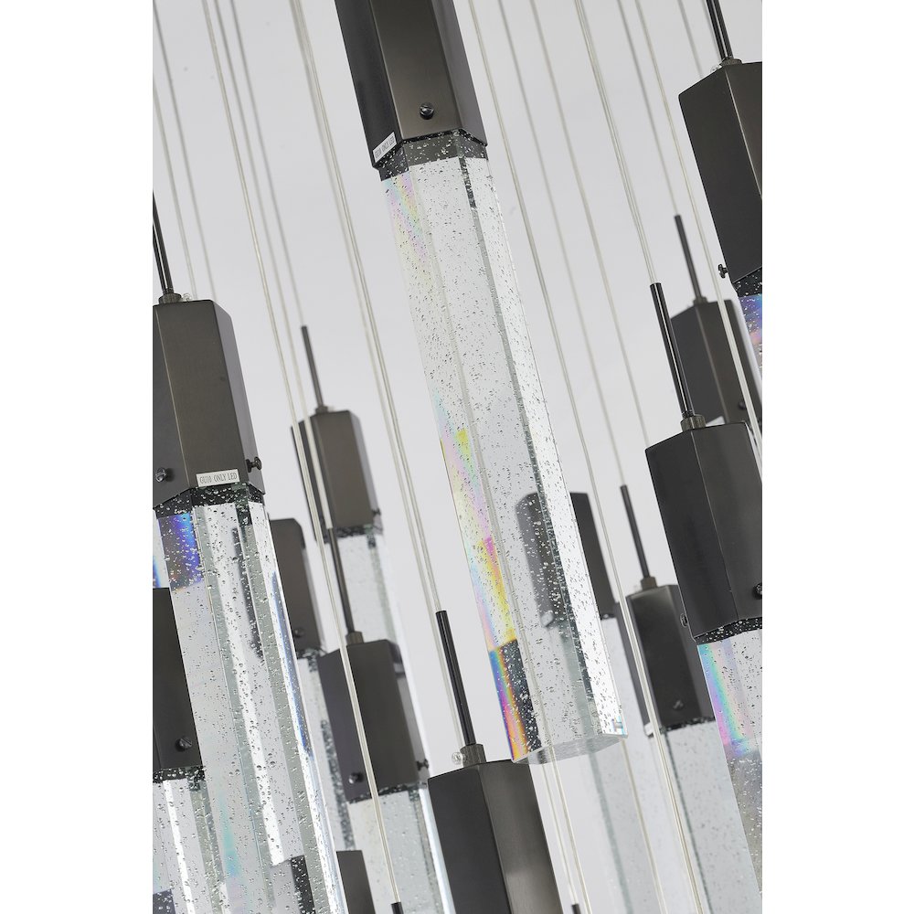 41-Light Black Chandelier With Clear Bubble Crystals