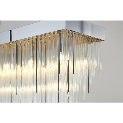 14-Light Chrome Chandelier With Clear Looped Glass