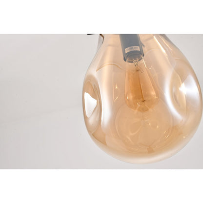 1-Light Black Single Pendant With An Amber Glass Shade