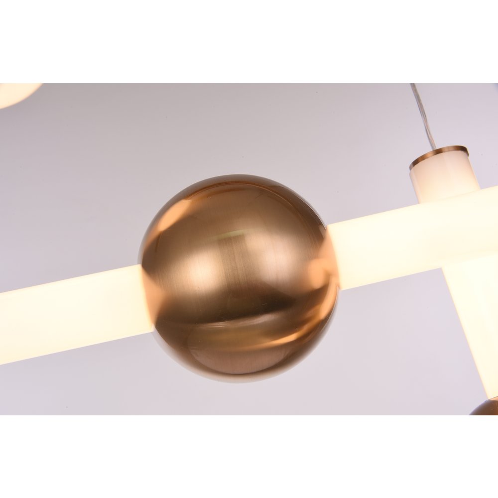 4-Light Gold Metal Chandelier With White Glass LED Lights