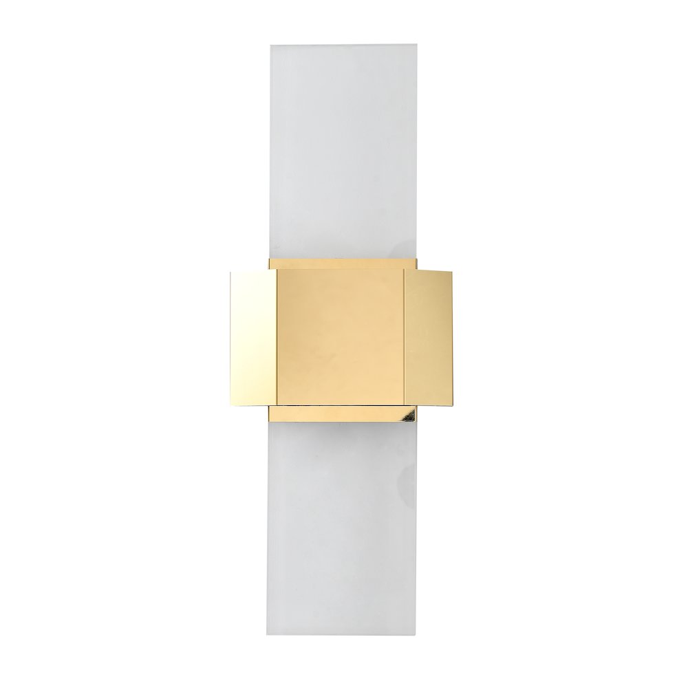 2-Light Gold Stainless Steel LED Wall Sconce With Crystal Blocks