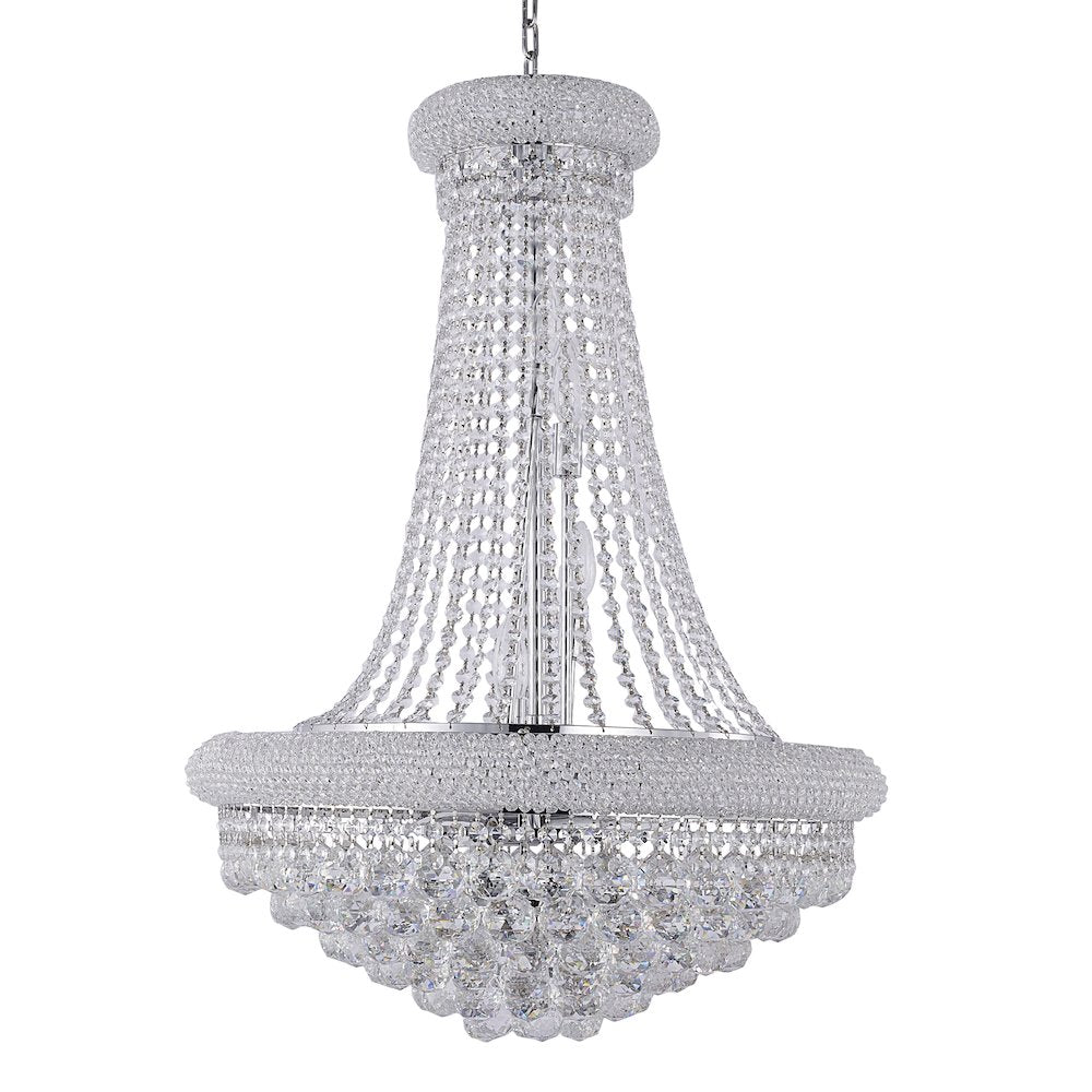 14-Light chrome Chandelier With Clear Crystals