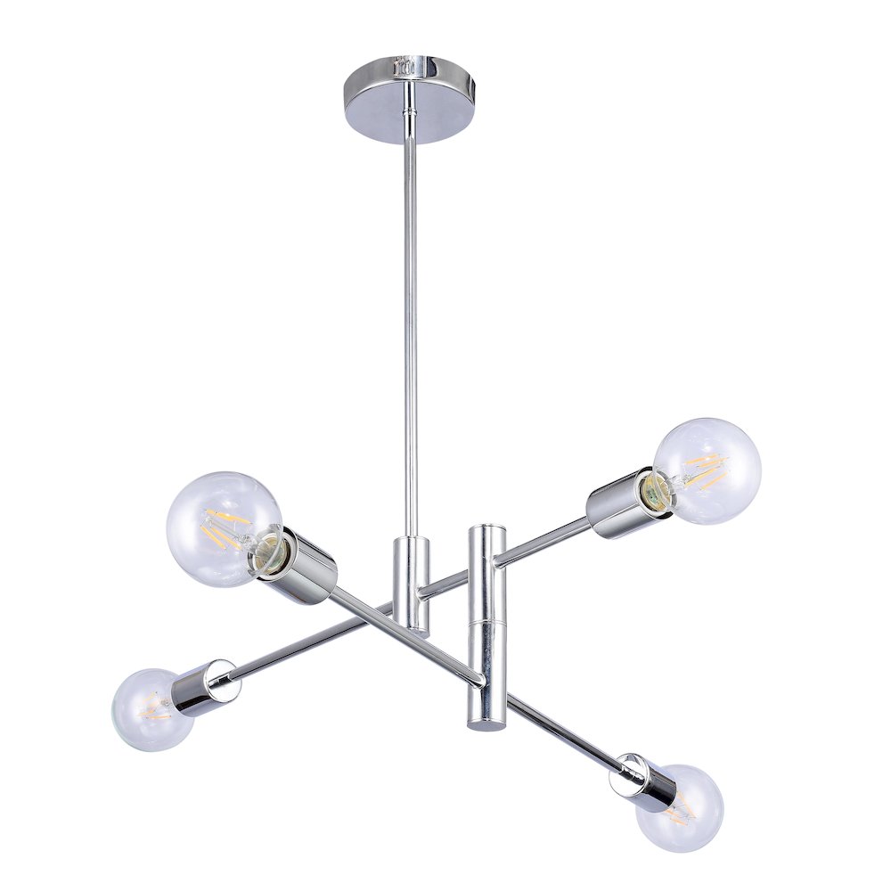4-Light Chrome Pipe Arm Chandelier