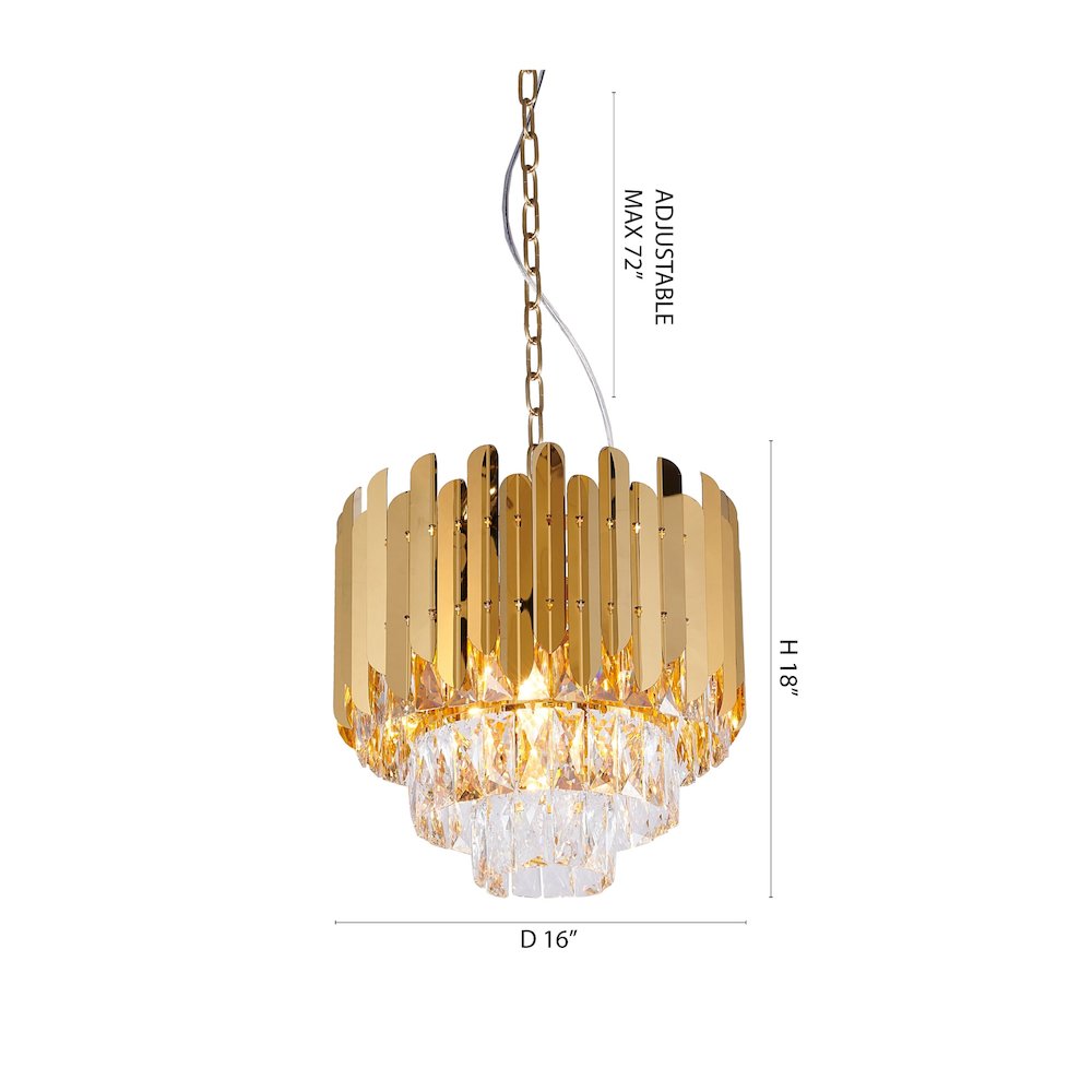 8-Light Gold Stainless Steel Chandelier With Clear Crystals