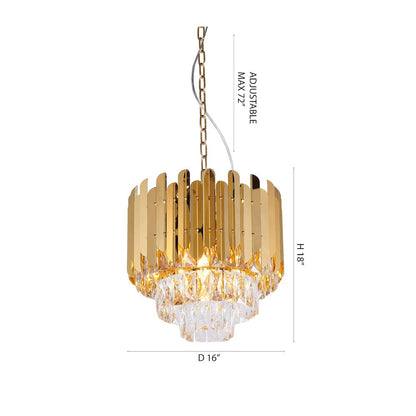 8-Light Gold Stainless Steel Chandelier With Clear Crystals