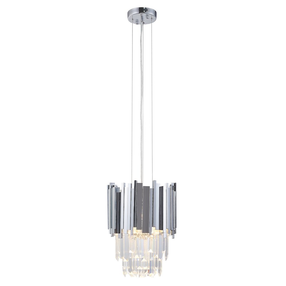 4-Light Chrome Stainless Steel Pendant With Clear Crystals