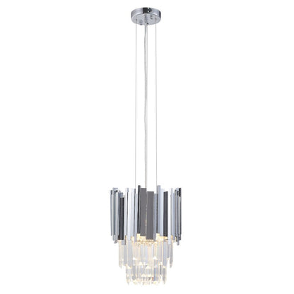 4-Light Chrome Stainless Steel Pendant With Clear Crystals