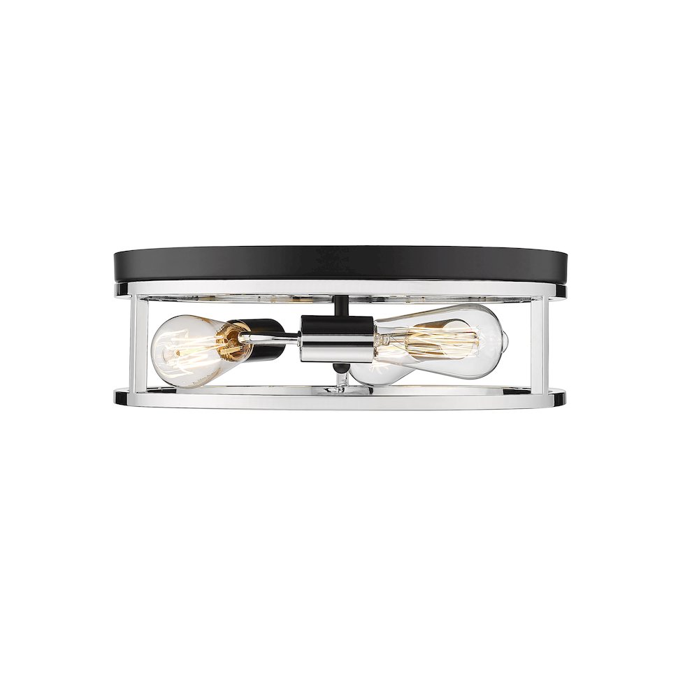 3-Light Black And Chrome Metal Flush Mount