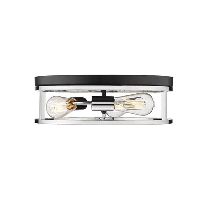 3-Light Black And Chrome Metal Flush Mount