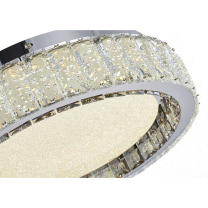 1-Light Chrome Stainless Steel LED Flush Mount With Clear Crystals