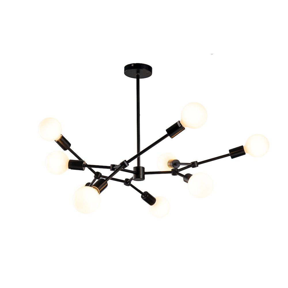 9-Light Matte Black Branch Frame Chandelier