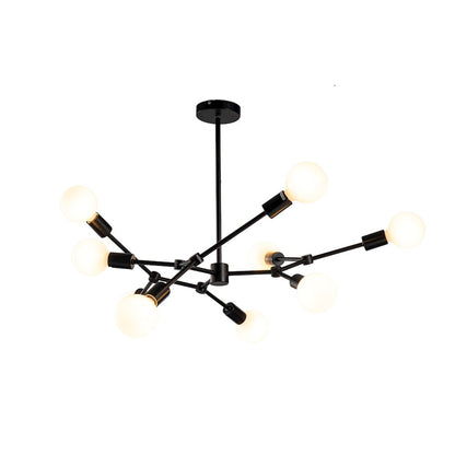 9-Light Matte Black Branch Frame Chandelier
