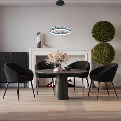 1-Light Stain Black LED Pendant With Crystal Accents