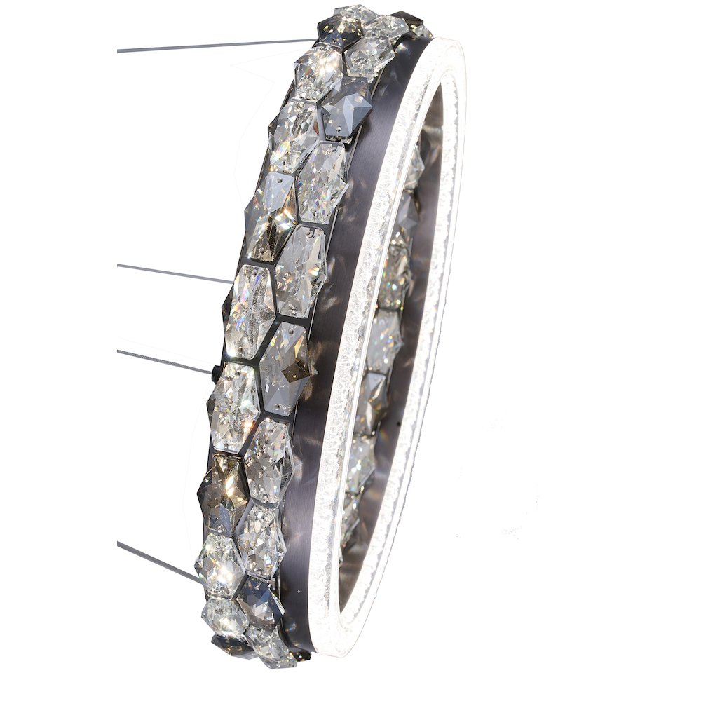 1-Light Stain Black LED Pendant With Crystal Accents