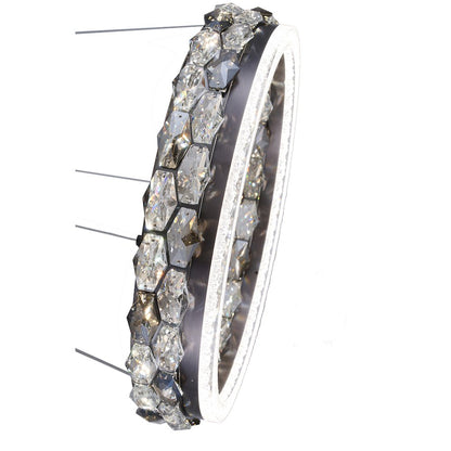 1-Light Stain Black LED Pendant With Crystal Accents