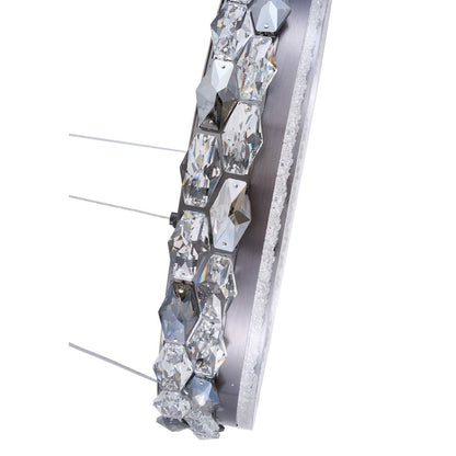 1-Light Stain Black LED Pendant With Crystal Accents