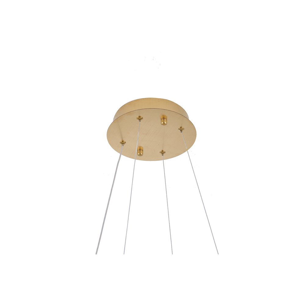 1-Light Brass LED Pendant With Crystal Accents