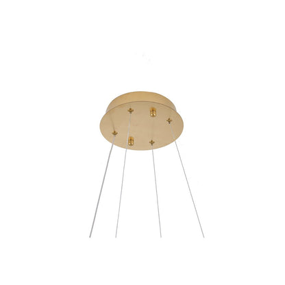 1-Light Brass LED Pendant With Crystal Accents