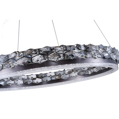 1-Light Stain Black LED Pendant With Crystal Accents