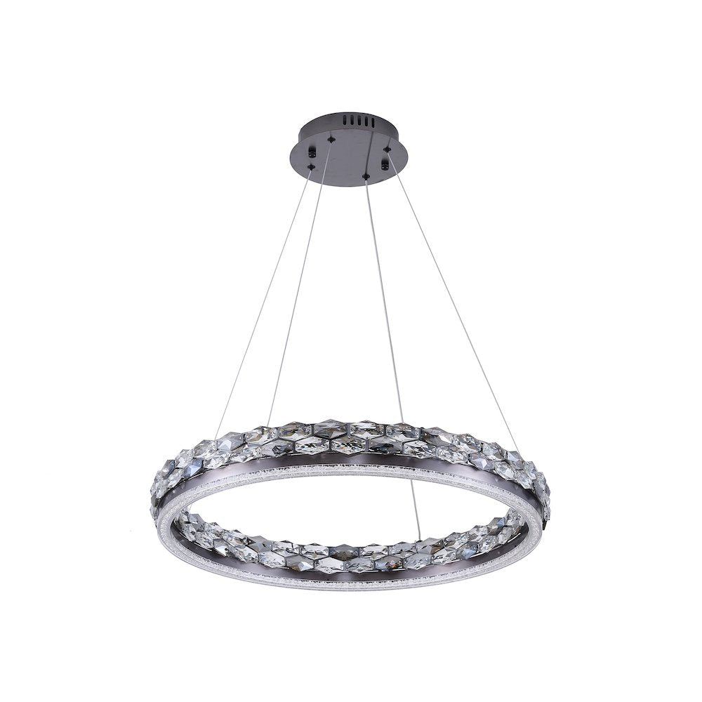 1-Light Stain Black LED Pendant With Crystal Accents