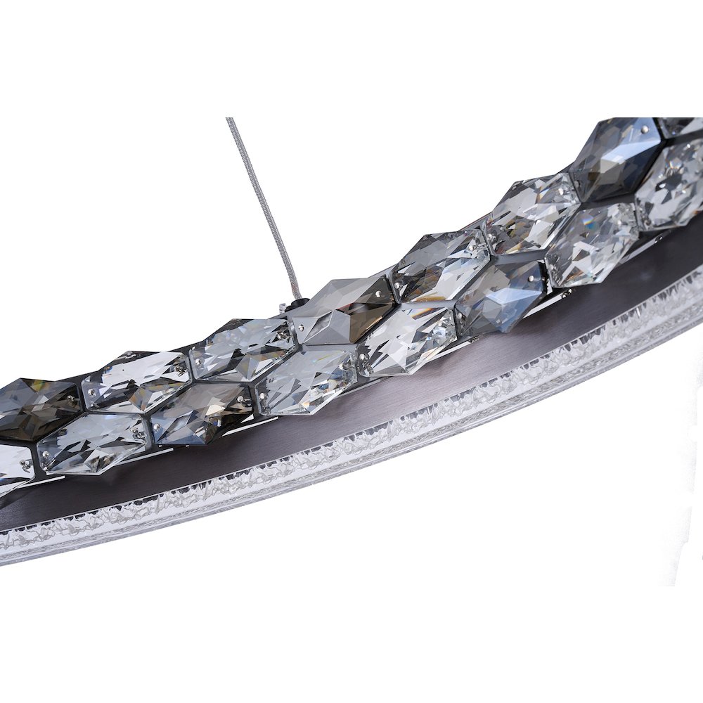 1-Light Stain Black LED Pendant With Crystal Accents