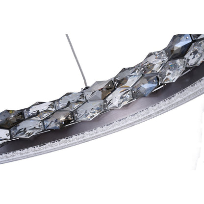 1-Light Stain Black LED Pendant With Crystal Accents