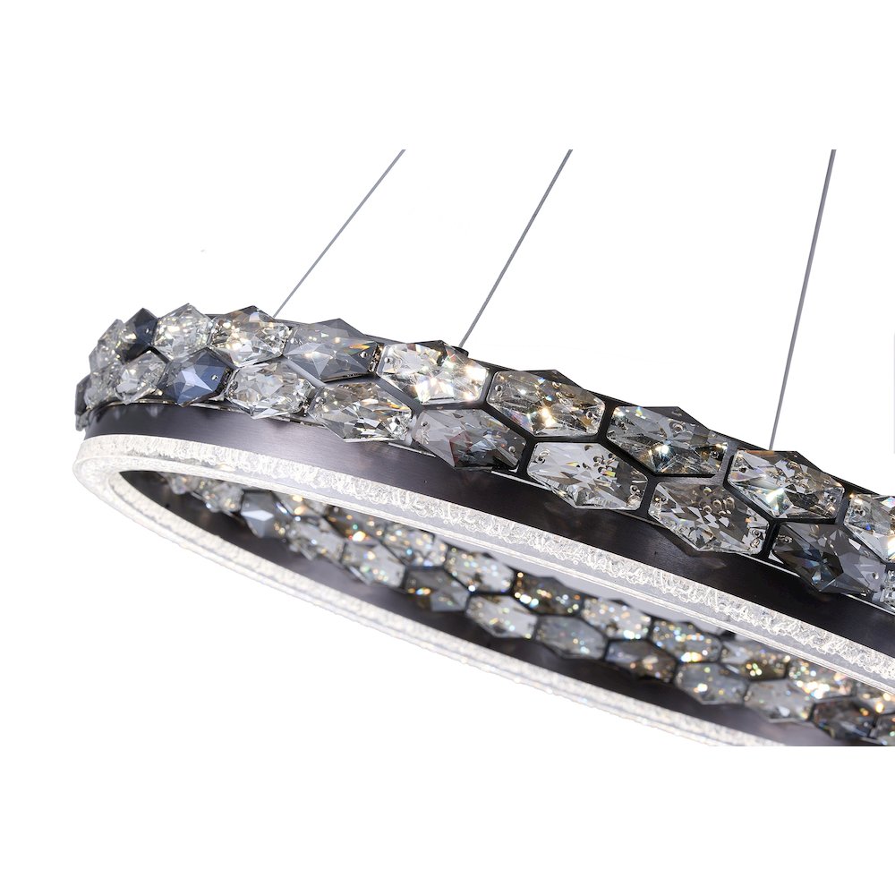 1-Light Stain Black LED Pendant With Crystal Accents