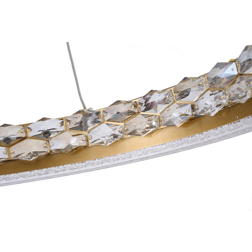 1-Light Brass LED Pendant With Crystal Accents