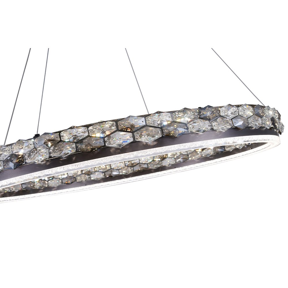 1-Light Stain Black LED Pendant With Crystal Accents