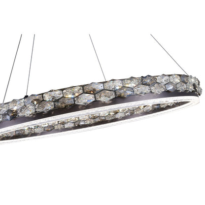 1-Light Stain Black LED Pendant With Crystal Accents