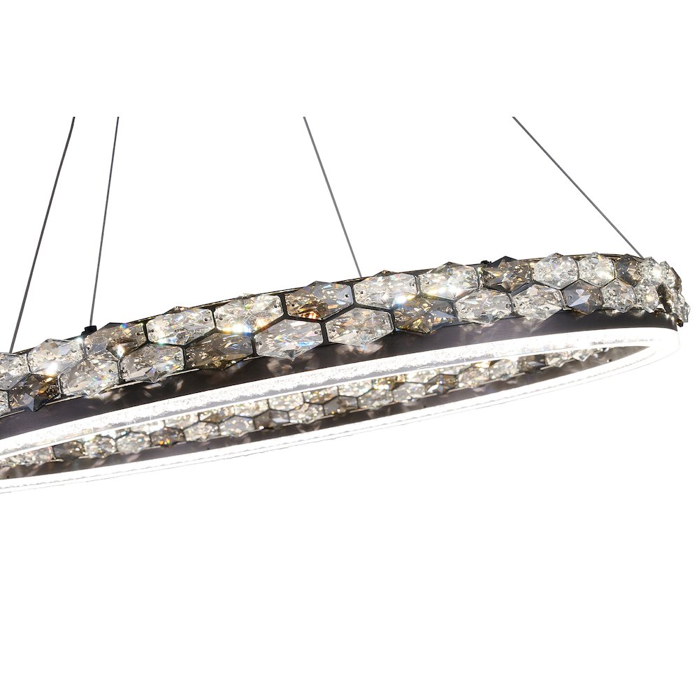 1-Light Stain Black LED Pendant With Crystal Accents