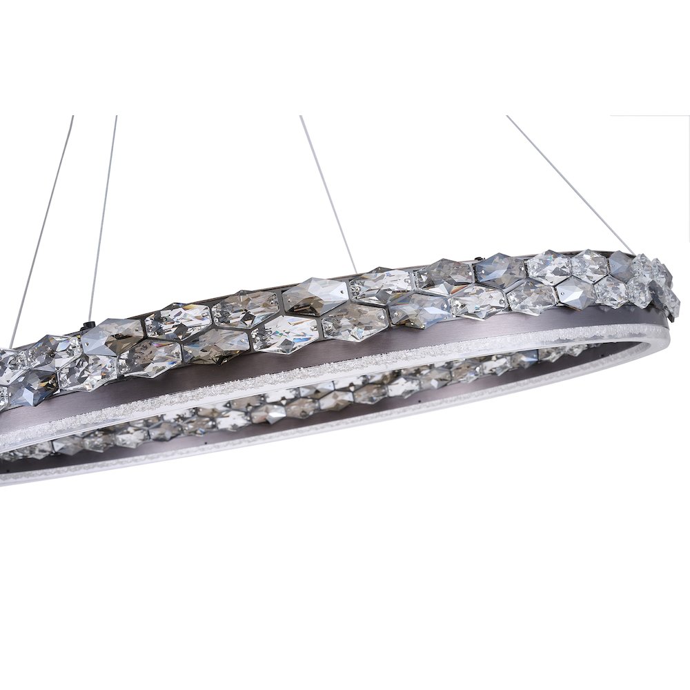 1-Light Stain Black LED Pendant With Crystal Accents