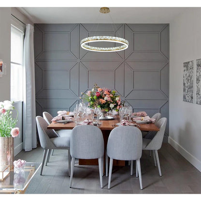 1-Light Brass LED Pendant With Crystal Accents